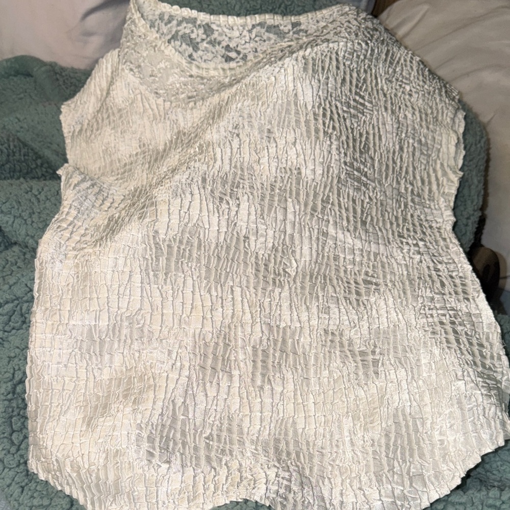 NICOLA White Lace & Smocked Tank Top